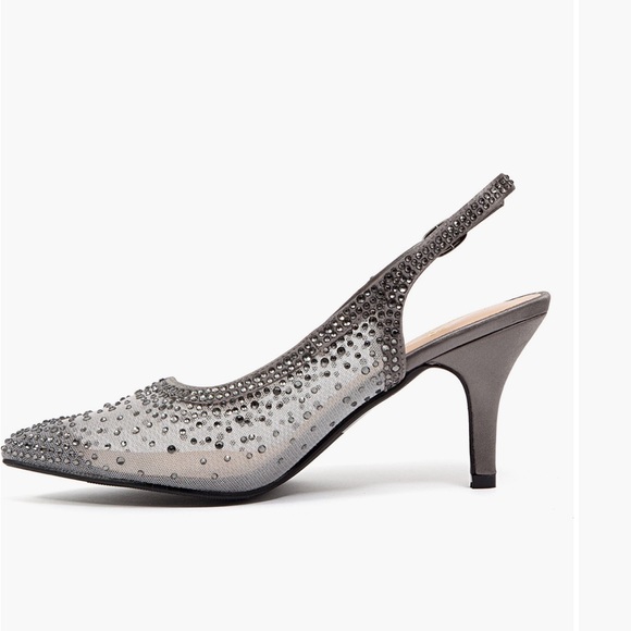 Chic Silver Studded Slingback Lady Couture Heels - Picture 3 of 11